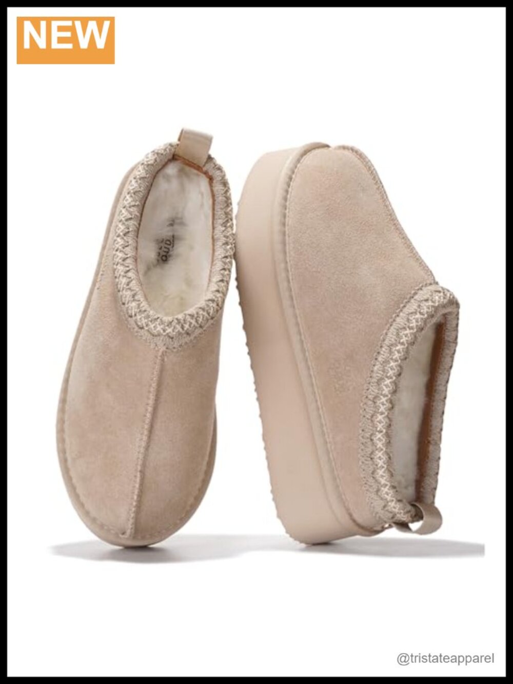 Genuine Leather Slippers Warm Shearling Platform Memory Foam Women